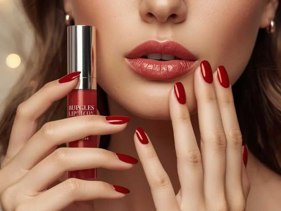 festive-lip-gloss-with-subtle-red-nails-stunning-red-christmas-nail-ideas