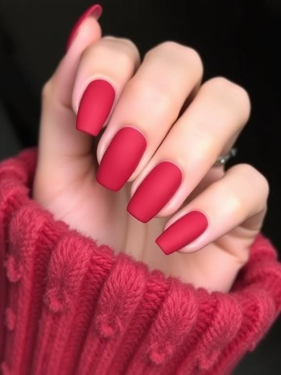 matte-red-elegance-stunning-red-christmas-nail-ideas