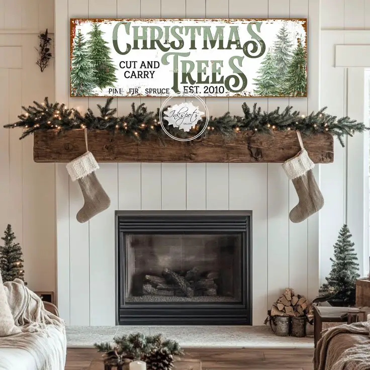 oversized-christmas-art-or-sign-fireplace-mantel-decor-ideas 