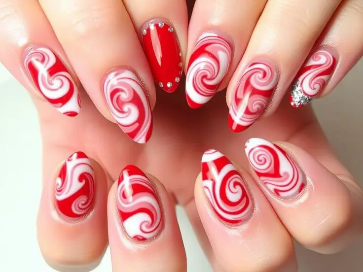 red-candy-swirl-nails-stunning-red-christmas-nail-ideas