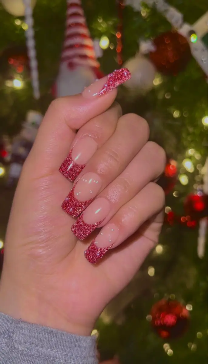 red-glitter-french-tips