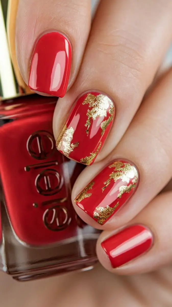 red-and-gold-foil-nail-stunning-red-christmas-nail-ideas