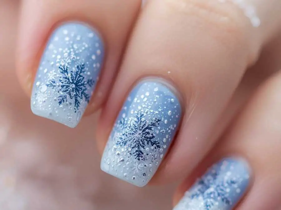 snowflakes-short-christmas-nail-ideas