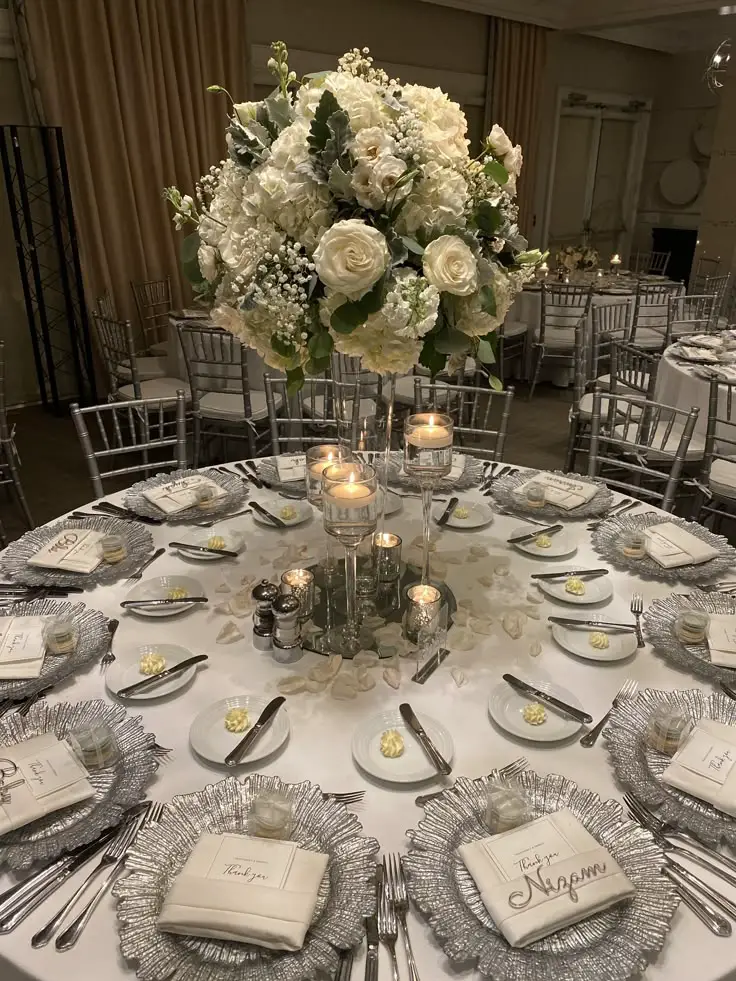 white-and-silver-table-settings