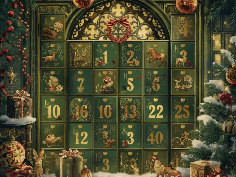 advent-calendars-in-green-and-gold