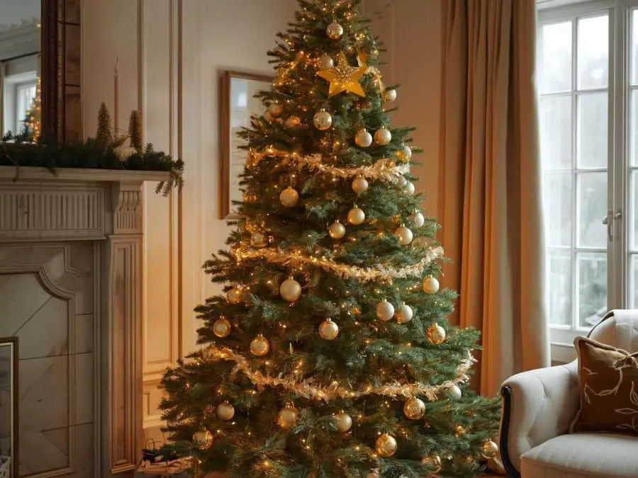 classic-evergreen-christmas-tree-with-gold-lovly-green-and-gold-christmas-decor-ideas