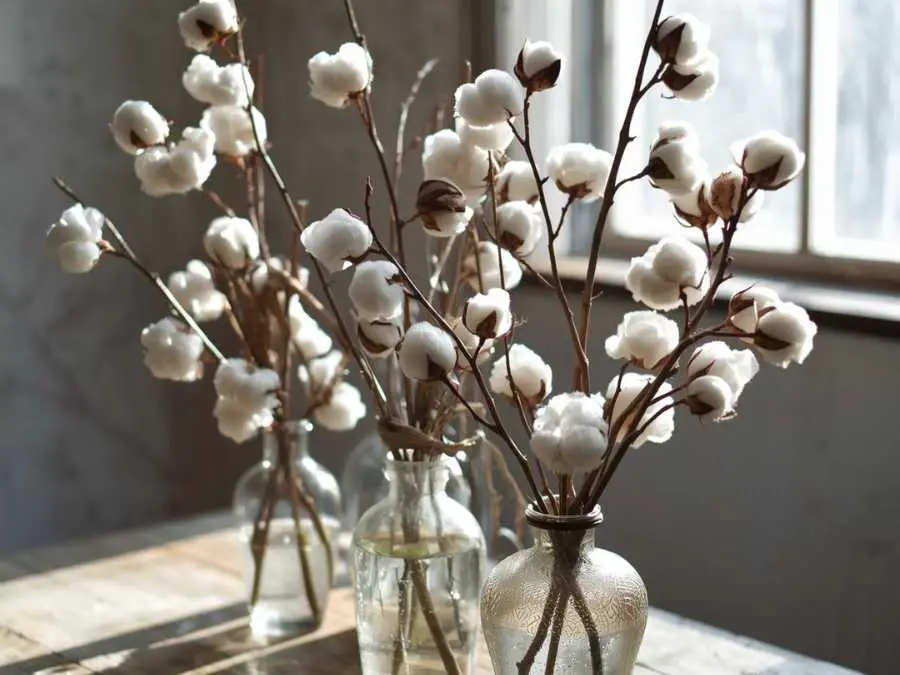 cotten-stems-in-vases