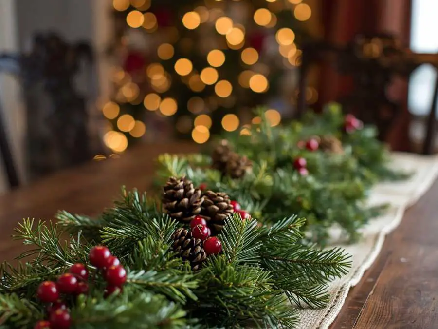 evergreen-garland-runner-amazing-christmas-table-decor-ideas