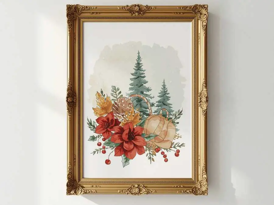 gold-framed-wall-art-for-the-season-glam-christmas-decor-ideas