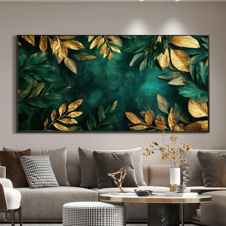 green-and-gold-wall-art-green-and-gold-christmas-decor-ideas