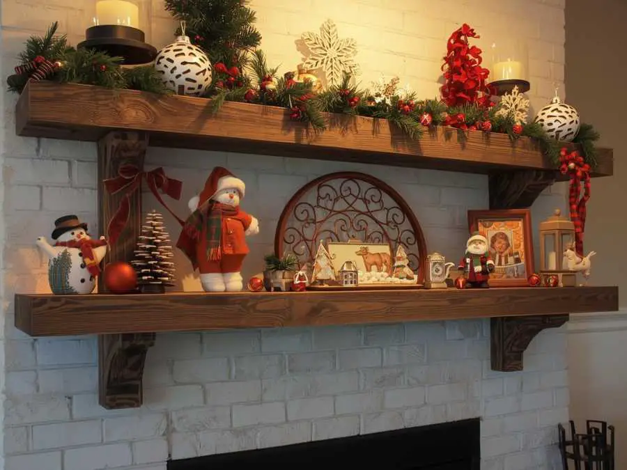 reclaimed-wood-shelves-with-holiday-farmhouse-christmas-decor-ideas