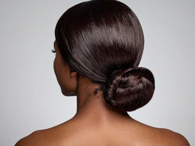 lady-wearing-low-bun-4c-hair-updo-styles