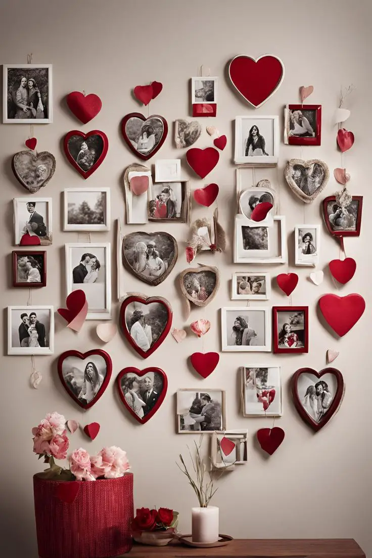 heart-themed-wall-gallery-lovely-diy-valentine's-decorations ideas