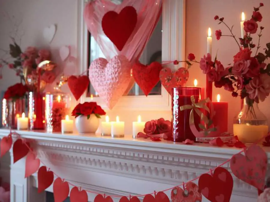 valentine-inspired-mantel-display-diy-valentine-decoration-ideas