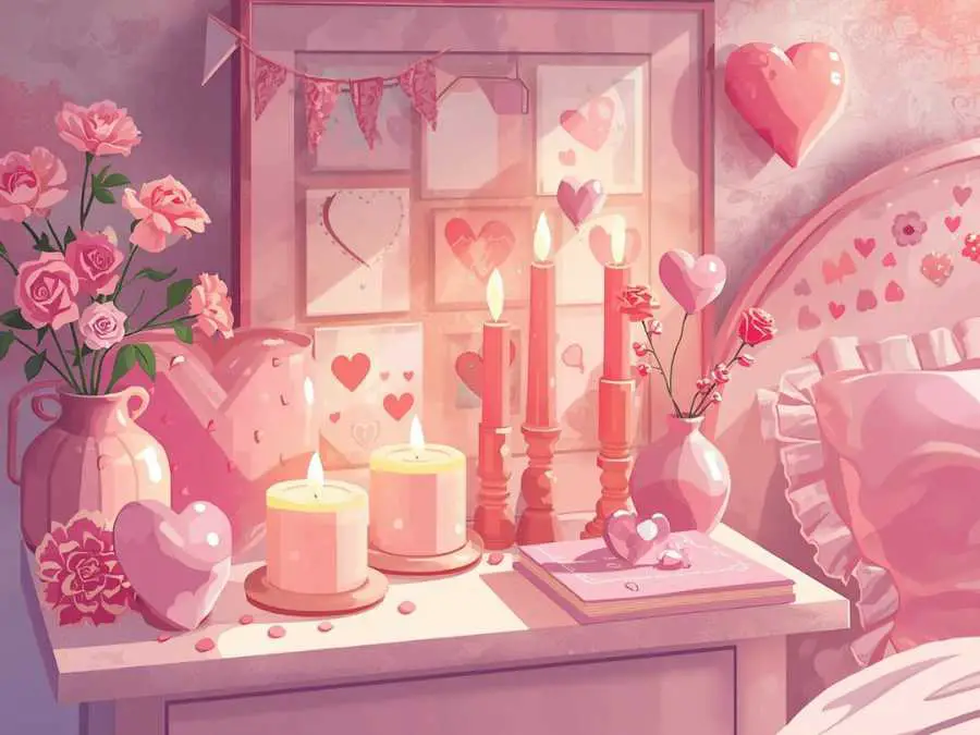 valentine-themed-bedside-table-decor