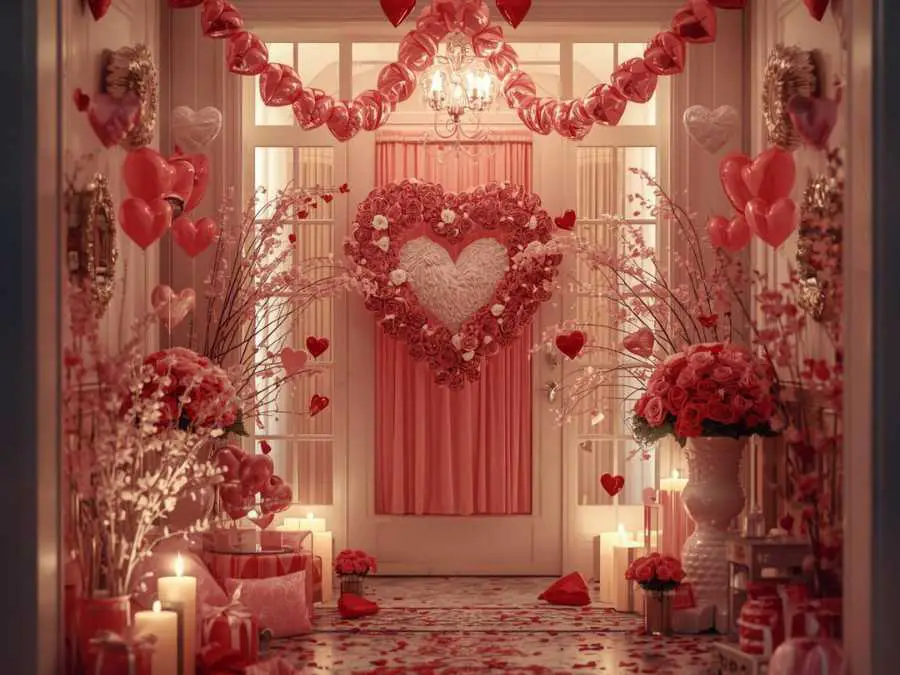 valentine-themed-entryway-display-lovely-diy-valentine-decoration-ideas