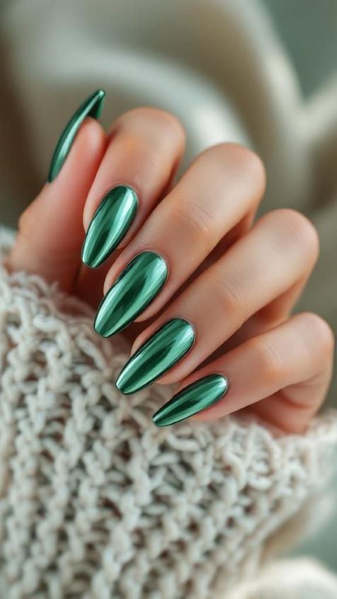 chrome-green-finish-st.patrick's-day-nail-ideas