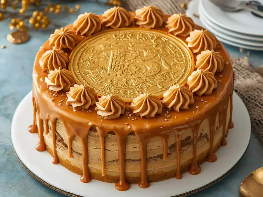 Golden-Coin-Caramel Cake-lucky-charm-cake-(saint Patrick's day)