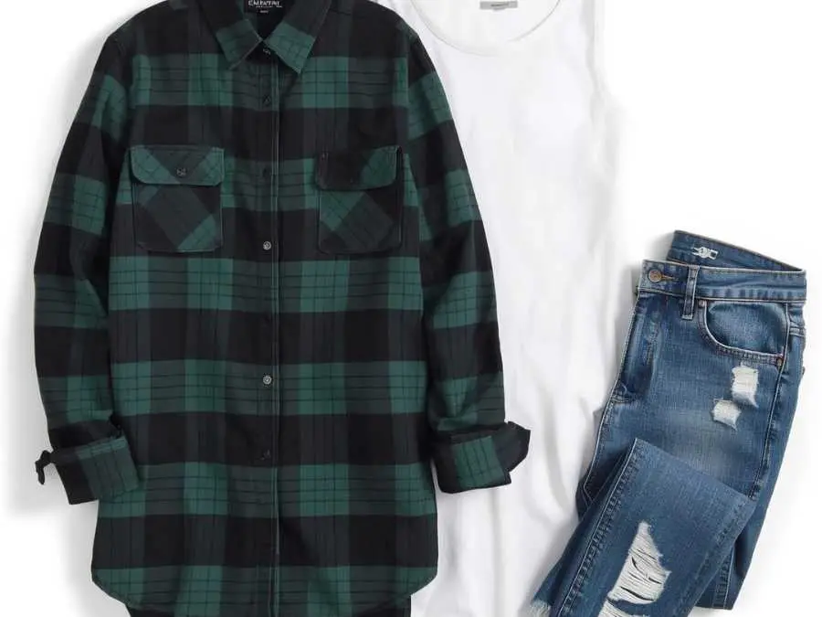 green-flannel-with-a-white-tank-and-ripped-jeans