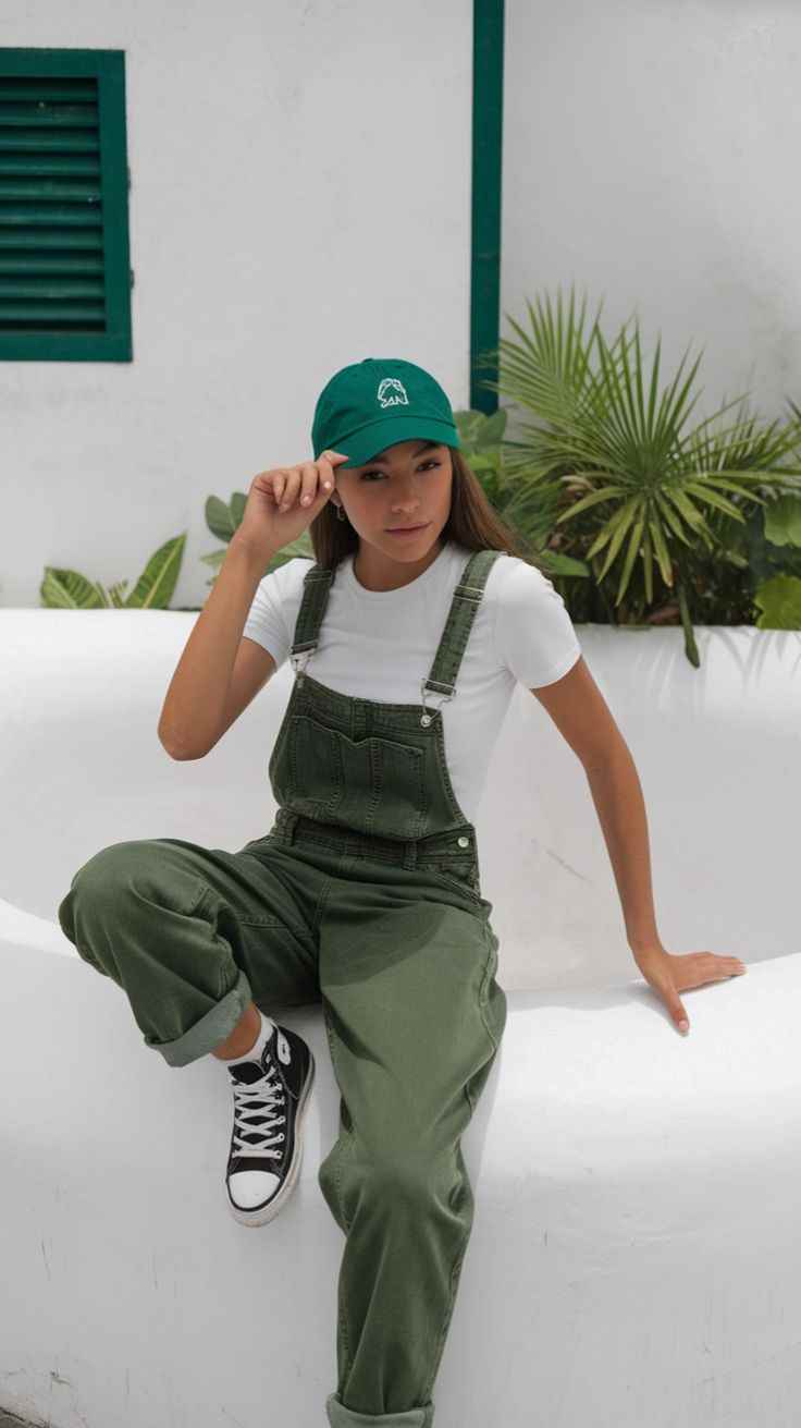 Green-Overall- with-a-Simple-Tee-wedding-idear