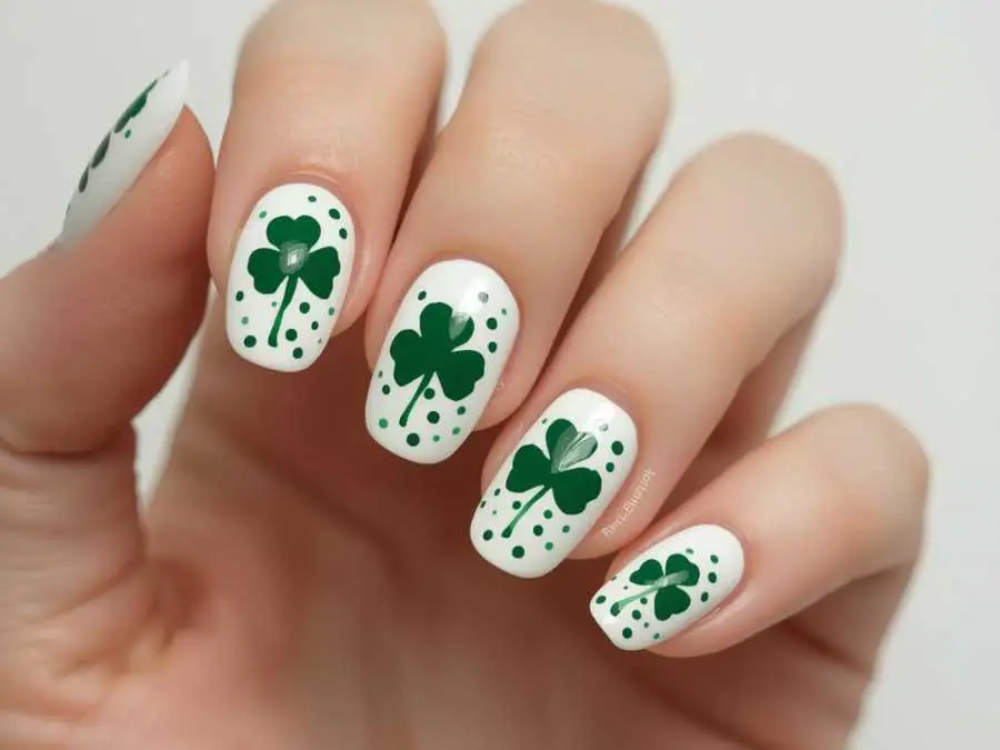 minimalist-clover-dots-st.patrick's-day-nail-ideas