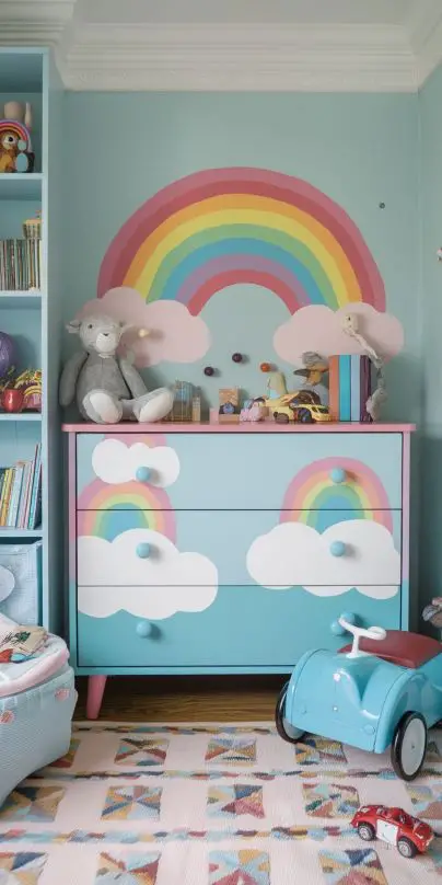 painted-furniture-accents-lovely-retro-kids-room-decor-ideas