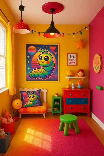 soft-lighting-with-vintage-feel-lovely-retro-kids-room-decor-ideas