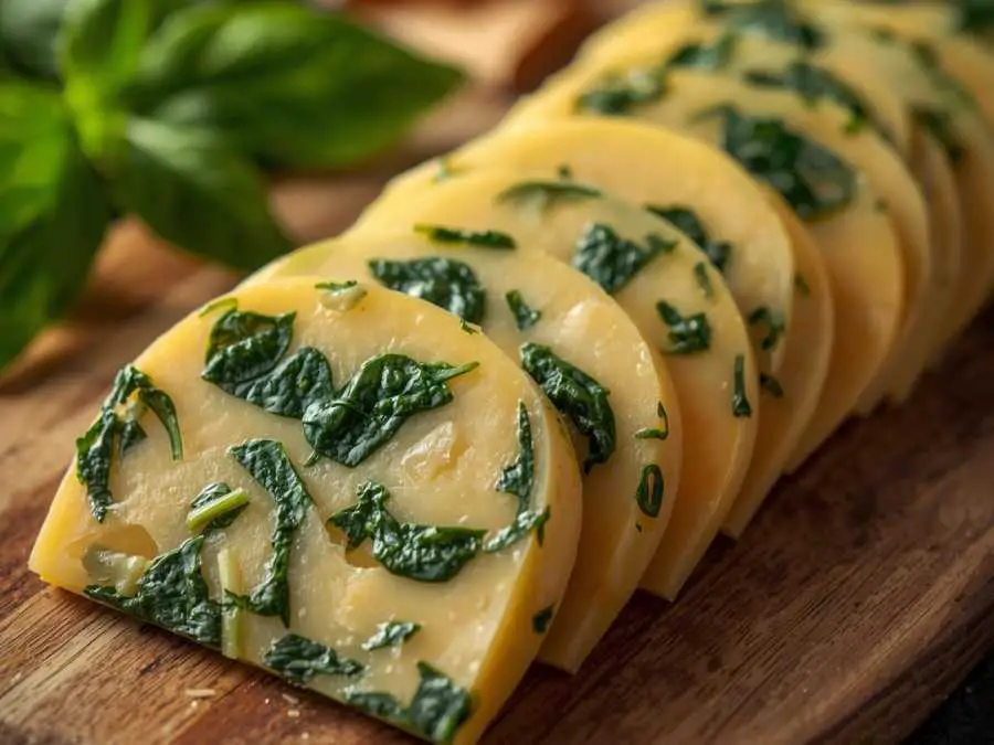 Spinach-or-basil-Gouda-slices-easy-st.patrick's-day-charcuterie-board