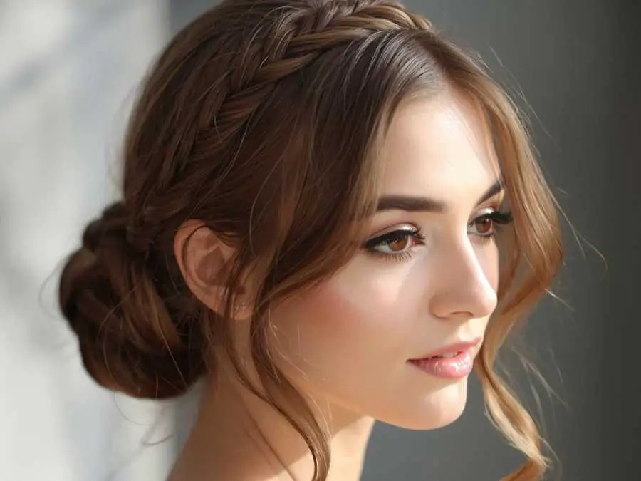 braided-bun-with-loose-strands-boho-wedding-hair-ideas