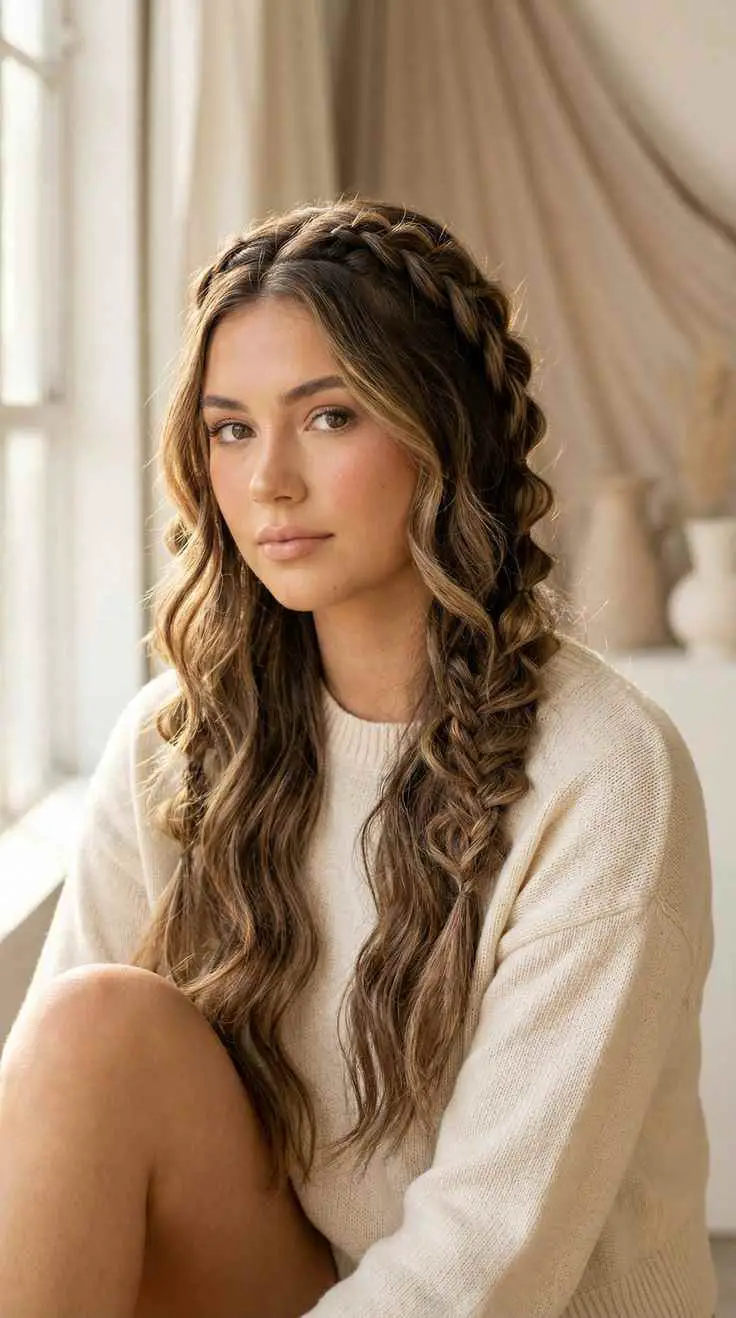double-braids-with-loose-waves-boho-wedding-hiar-ideas