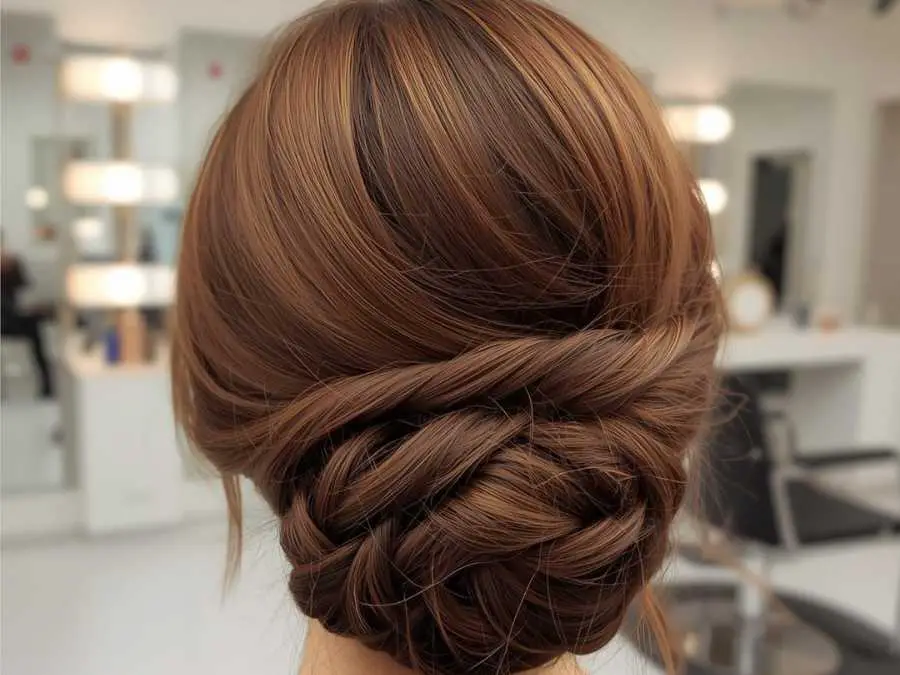 low-side-bun-with-braided-detail-boho-wedding-hair-ideas