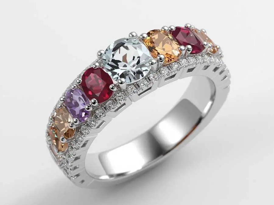 Mixed-Stone-Band-wedding-ring
