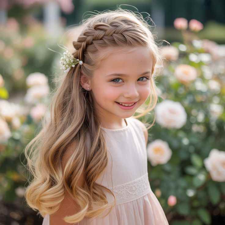 ponytail-with-a-braid-wrap-flower-girls-hairstles
