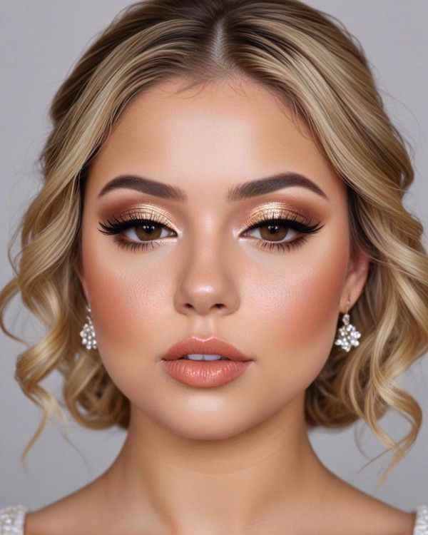 soft-peach-and-gold-wedding-makeup-ideas