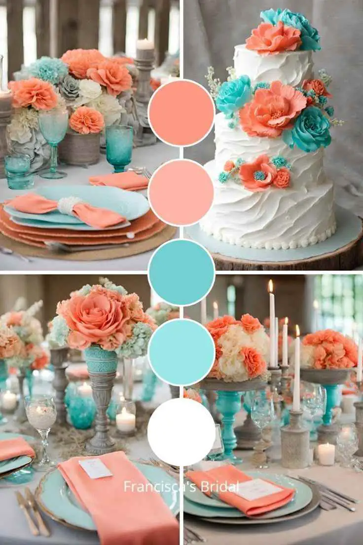 Turquoise-and-Coral-Pink-wedding-color-schemes