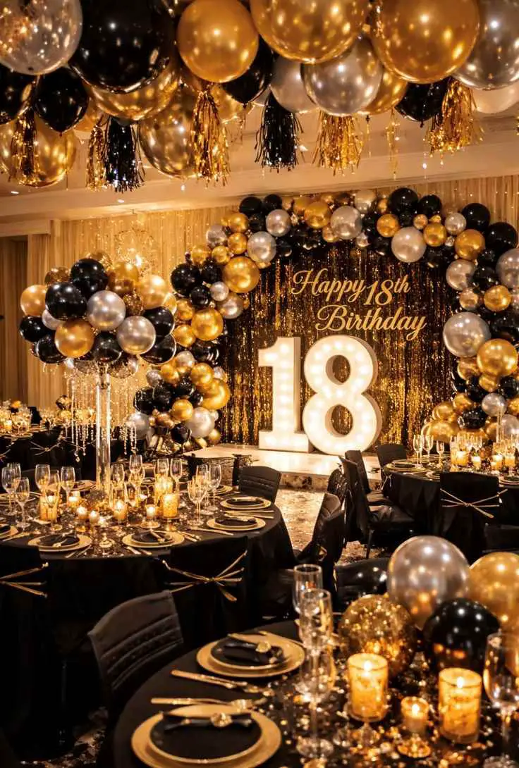 black-and-gold-luxury-theme-18th-birthday-party-ideas