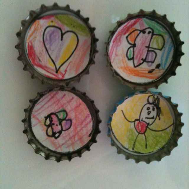 bottle-cap-magnets-father's-day-craft-for-kids