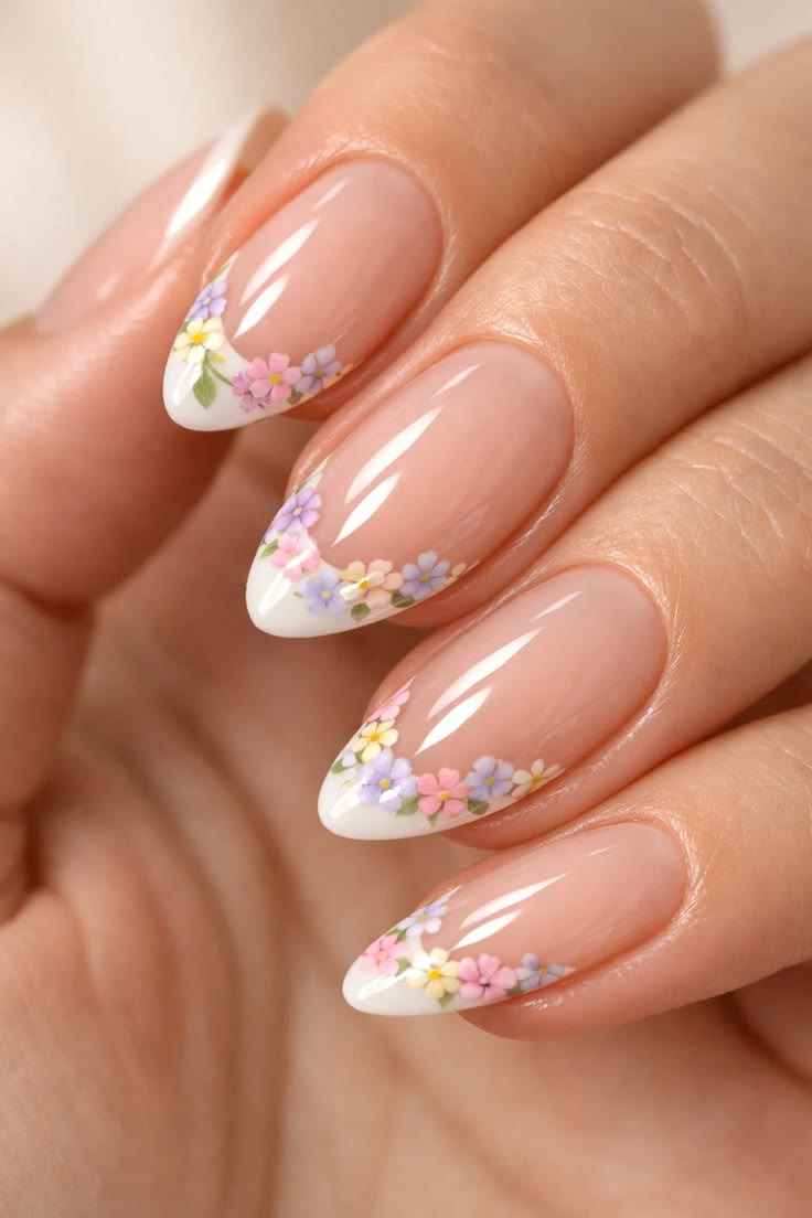 floral-french-tips-french-tips nails