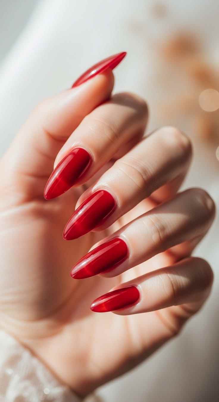 jelly-red-nails-cute-red-nails