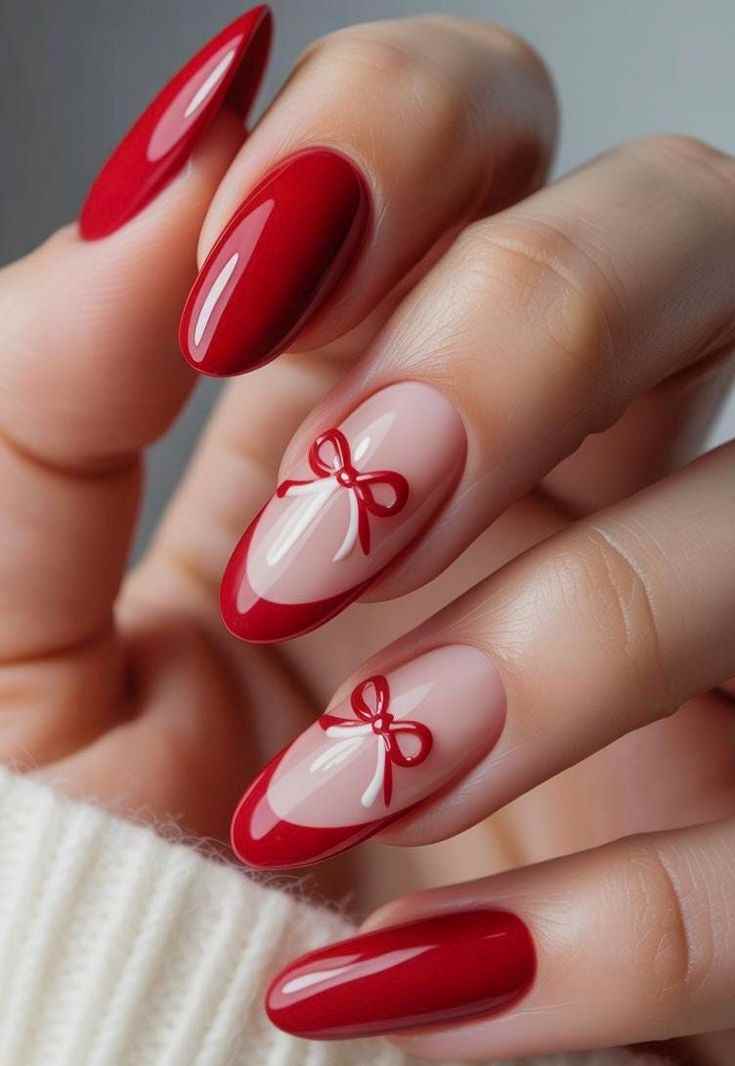 red-nails-with-bow-accents-cute-red-nail-